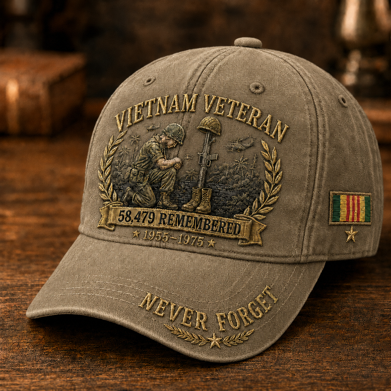 Vietnam Veteran 58,479 Remembered Cap ๐ Free Double-Sided Honor Coin With Every Cap Purchase