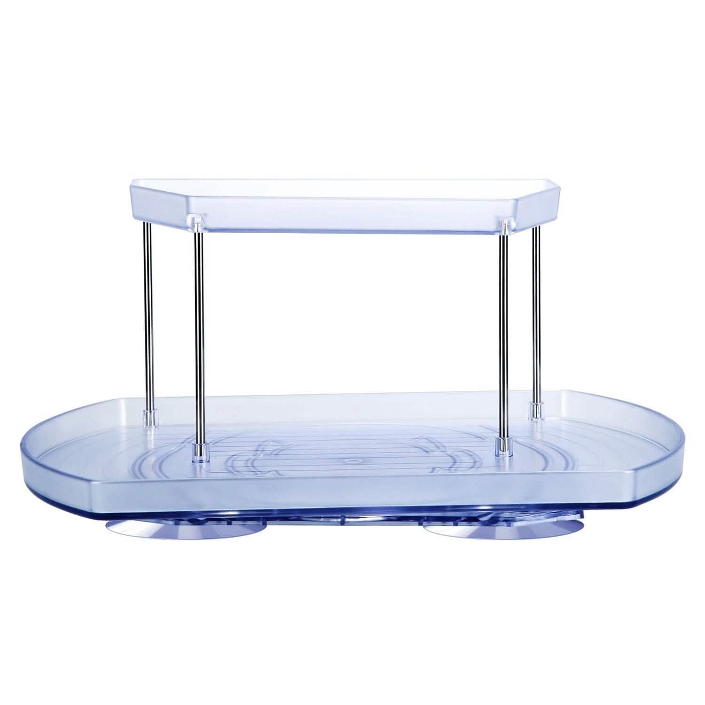 2-Tier Turntable Organizer Rectangular Refrigerator Spinner Storage Rack with 360° Rotatable Slide Rail