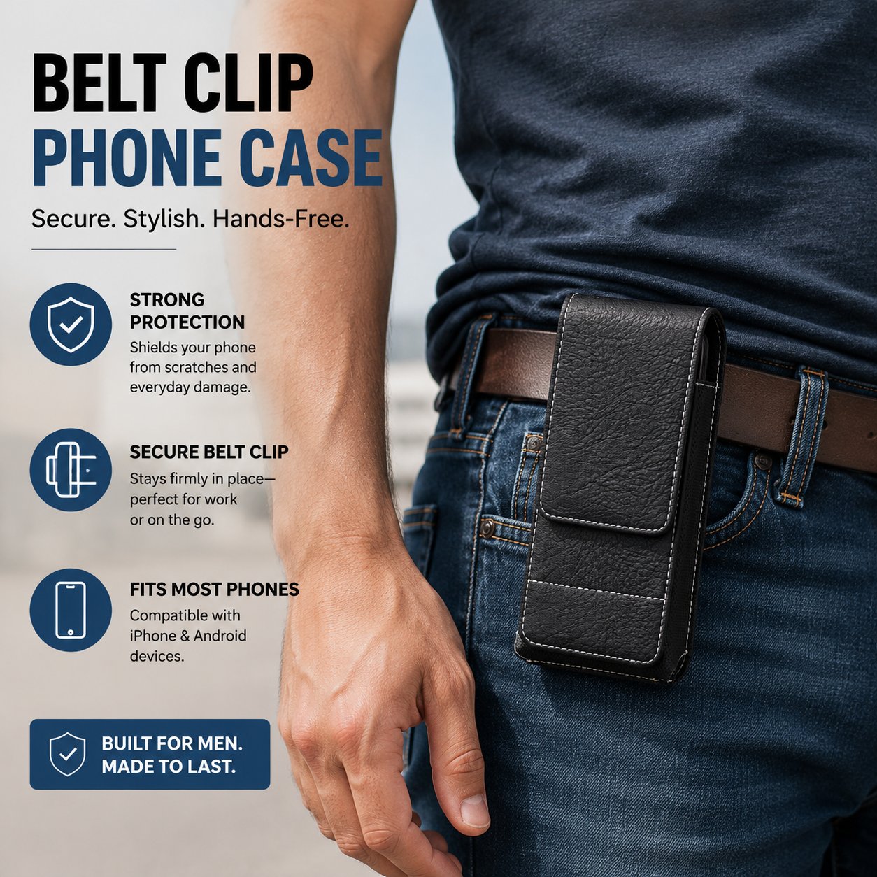 Waist Belt Cell Phone Pouch 📱 Multi-Pocket Leather Phone Case with Card Holder