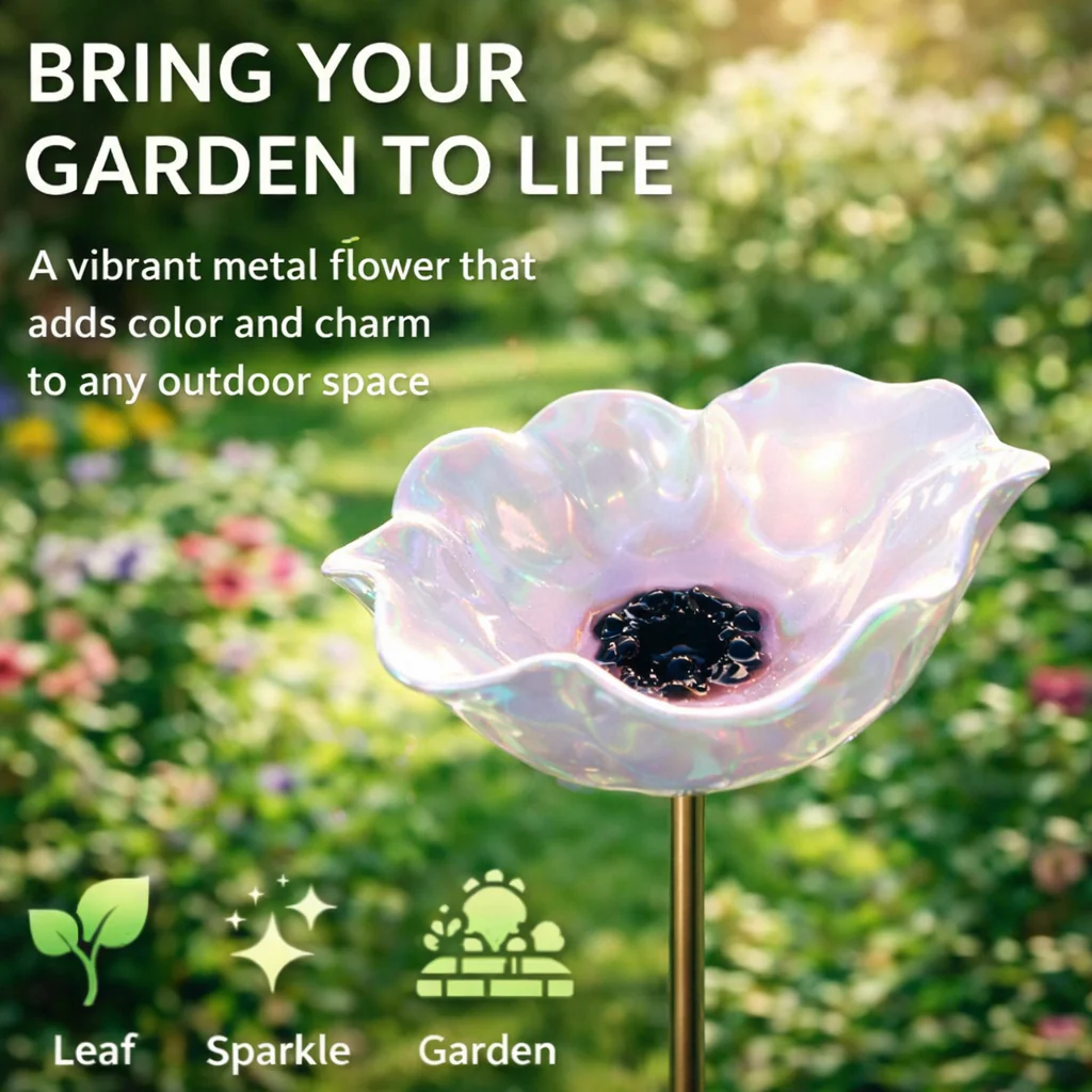 Wravion™ Handmade Metal Flower Garden Stake Bird Bath