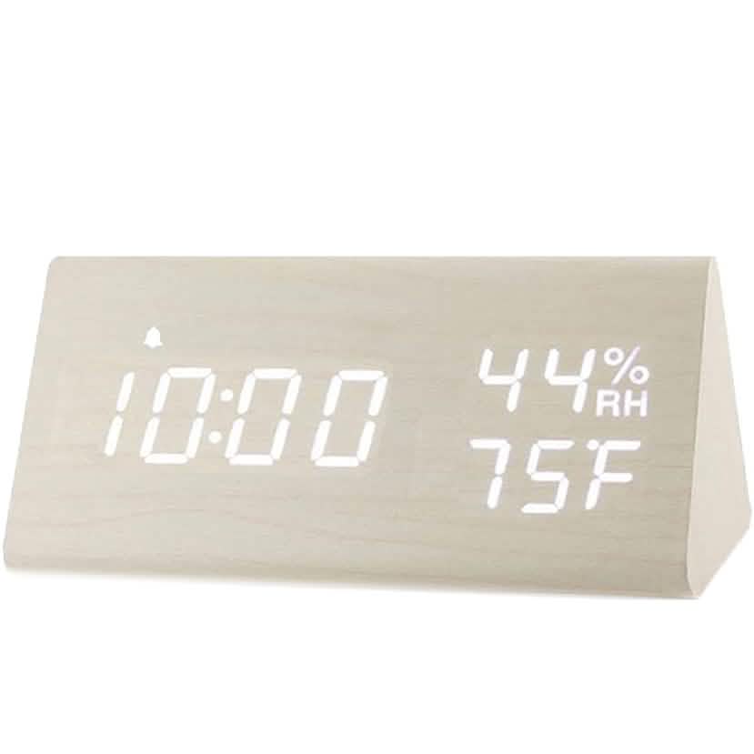 Digital Alarm Clock with Wooden Electronic LED Time Display